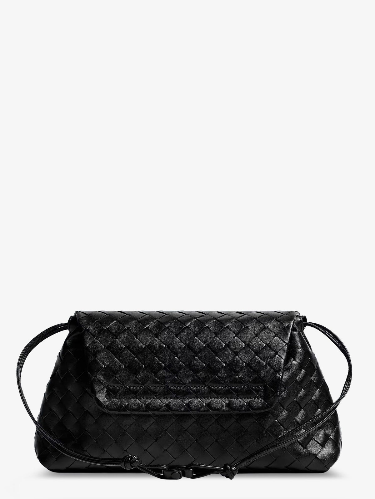 Bottega Veneta Leather shoulder bag with Intrecciato pattern - Black-Gold