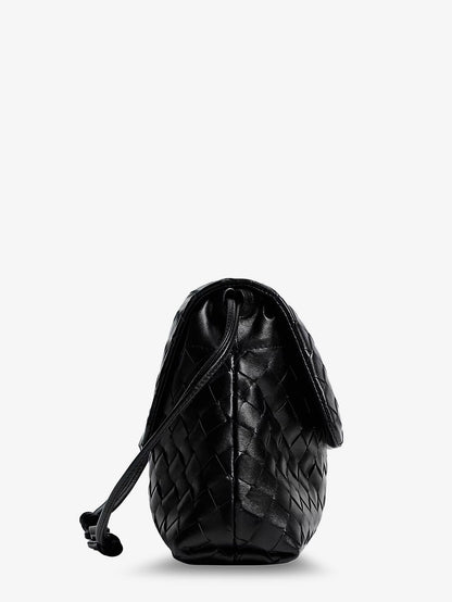 Bottega Veneta Leather shoulder bag with Intrecciato pattern - Black-Gold