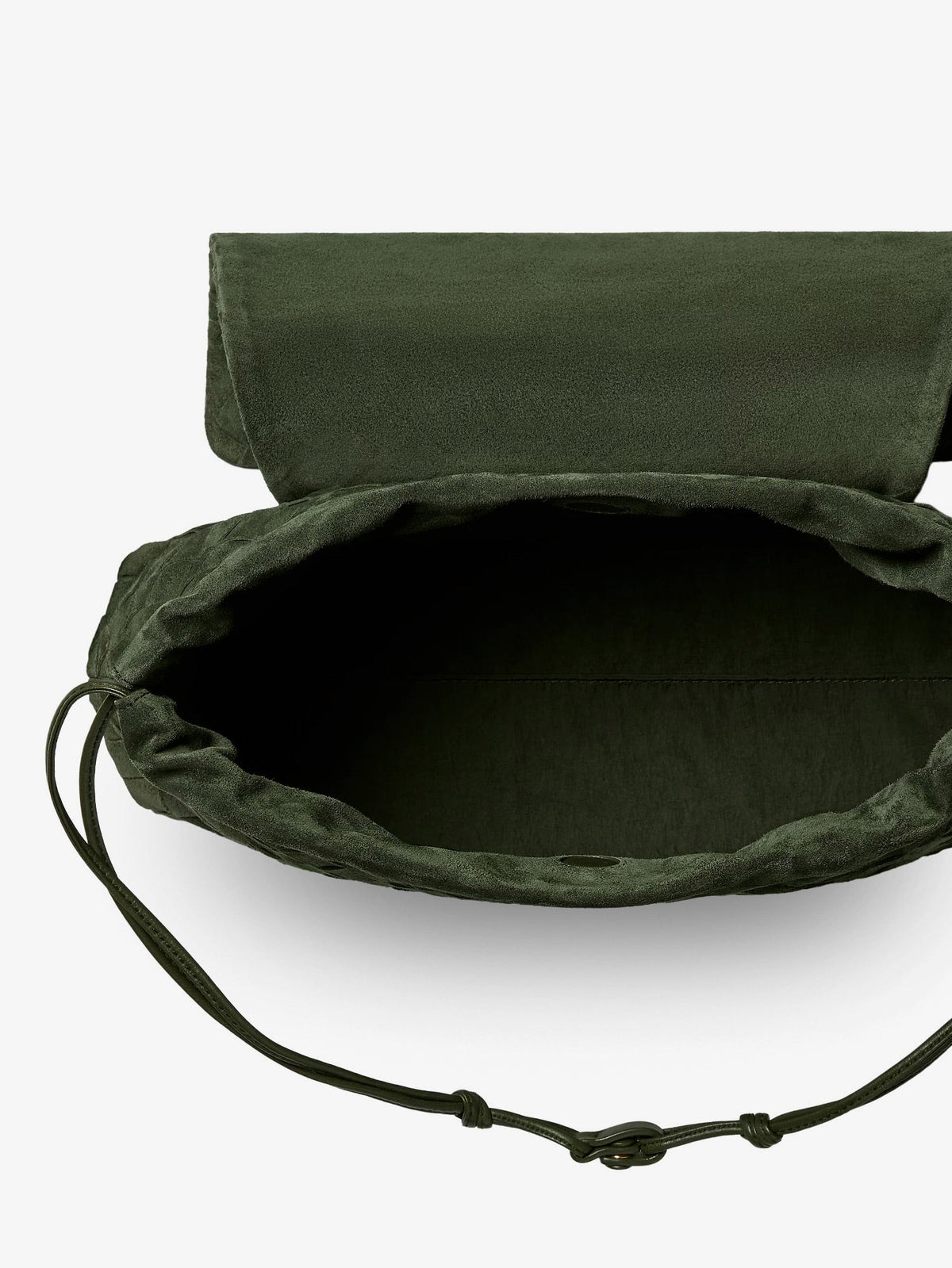 Bottega Veneta Suede Giorno shoulder bag with Intrecciato pattern - Green Tweed-Gold