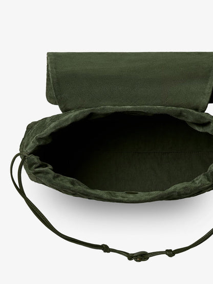 Bottega Veneta Suede Giorno shoulder bag with Intrecciato pattern - Green Tweed-Gold