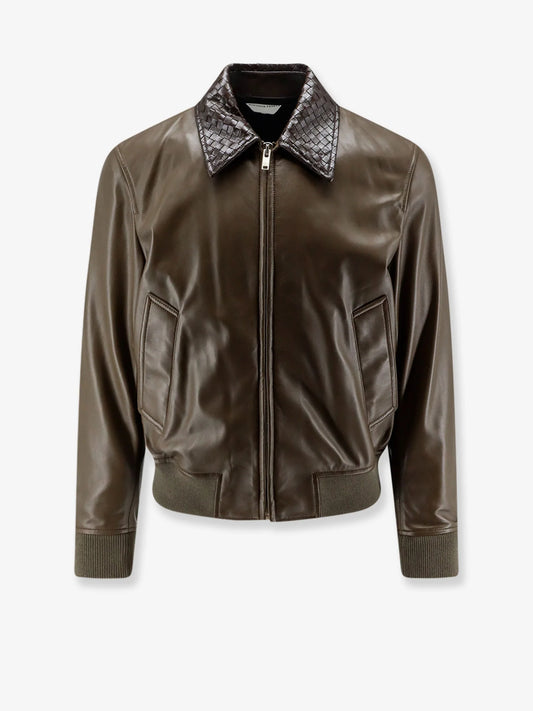 Bottega Veneta Leather Jacket With Ibntrecciato Detail