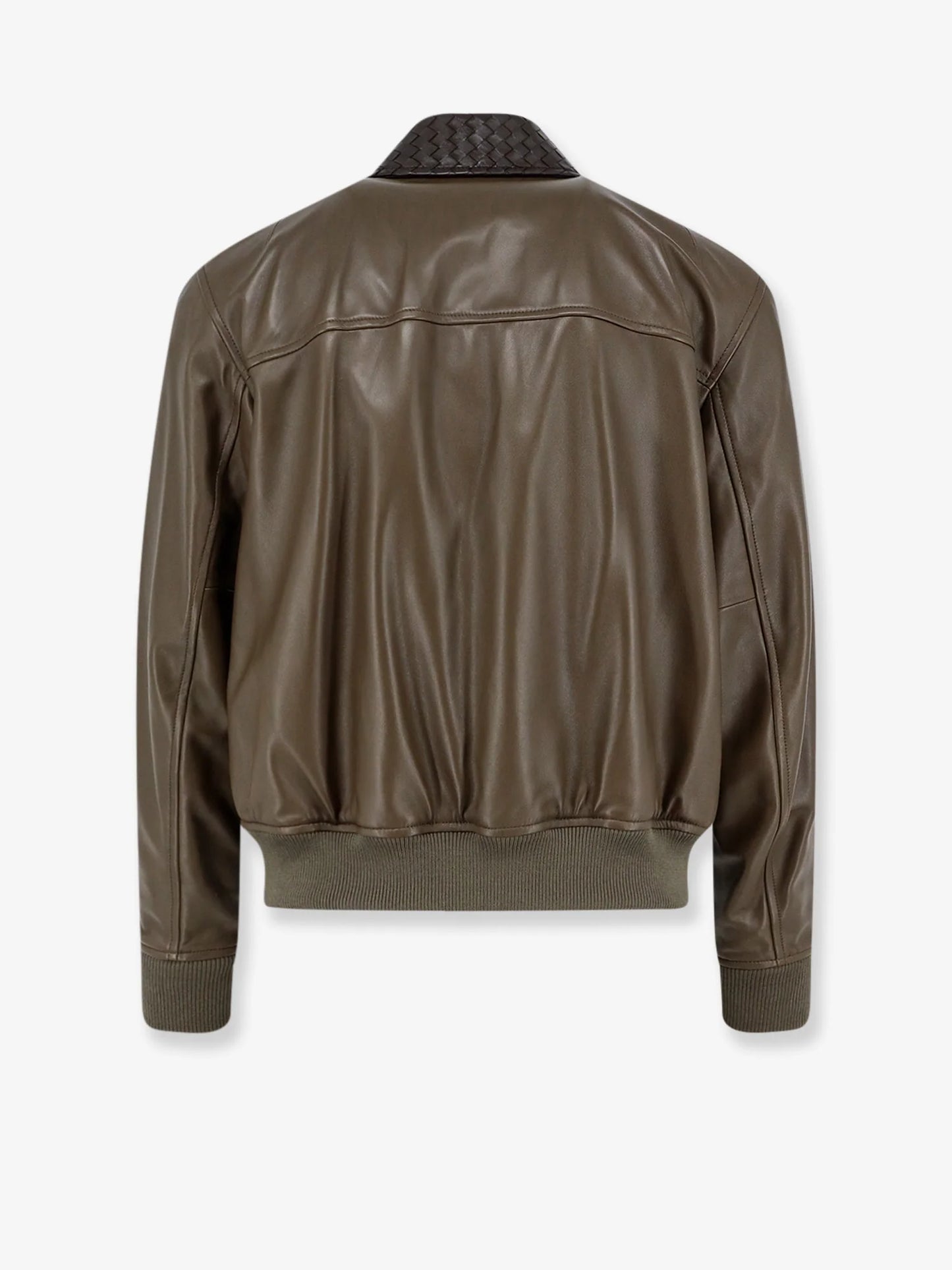 BOTTEGA VENETA - Leather Jacket with Ibntrecciato detail