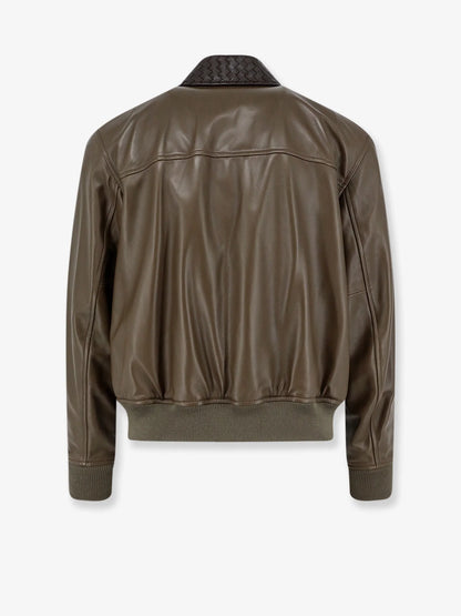 BOTTEGA VENETA - Leather Jacket with Ibntrecciato detail