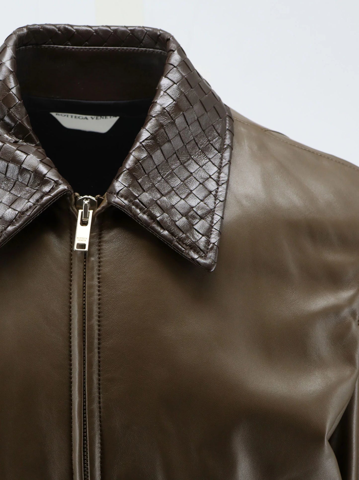 BOTTEGA VENETA - Leather Jacket with Ibntrecciato detail