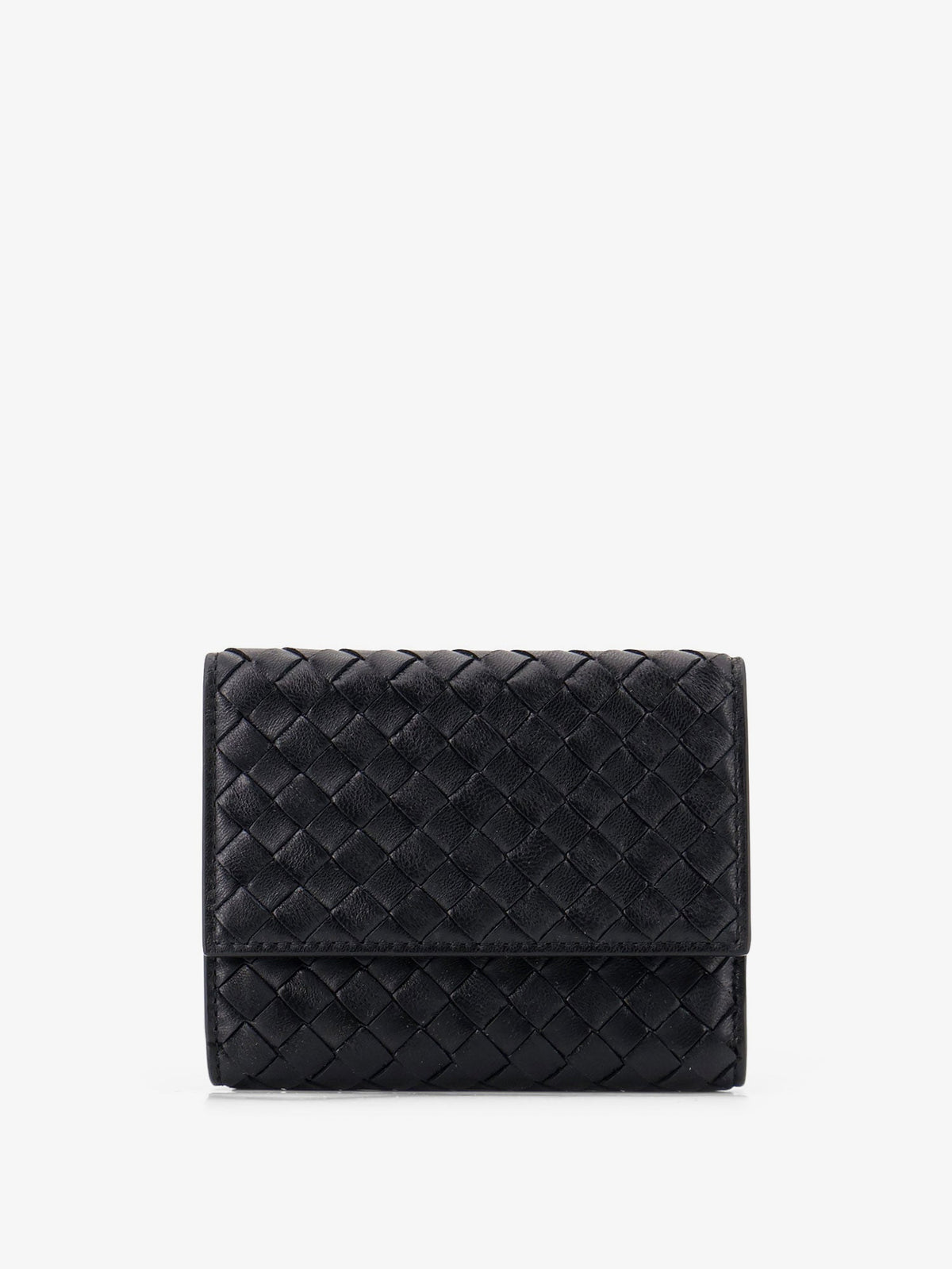 Bottega Veneta Bi-fold Intrecciato wallet with zip - Black-Gold