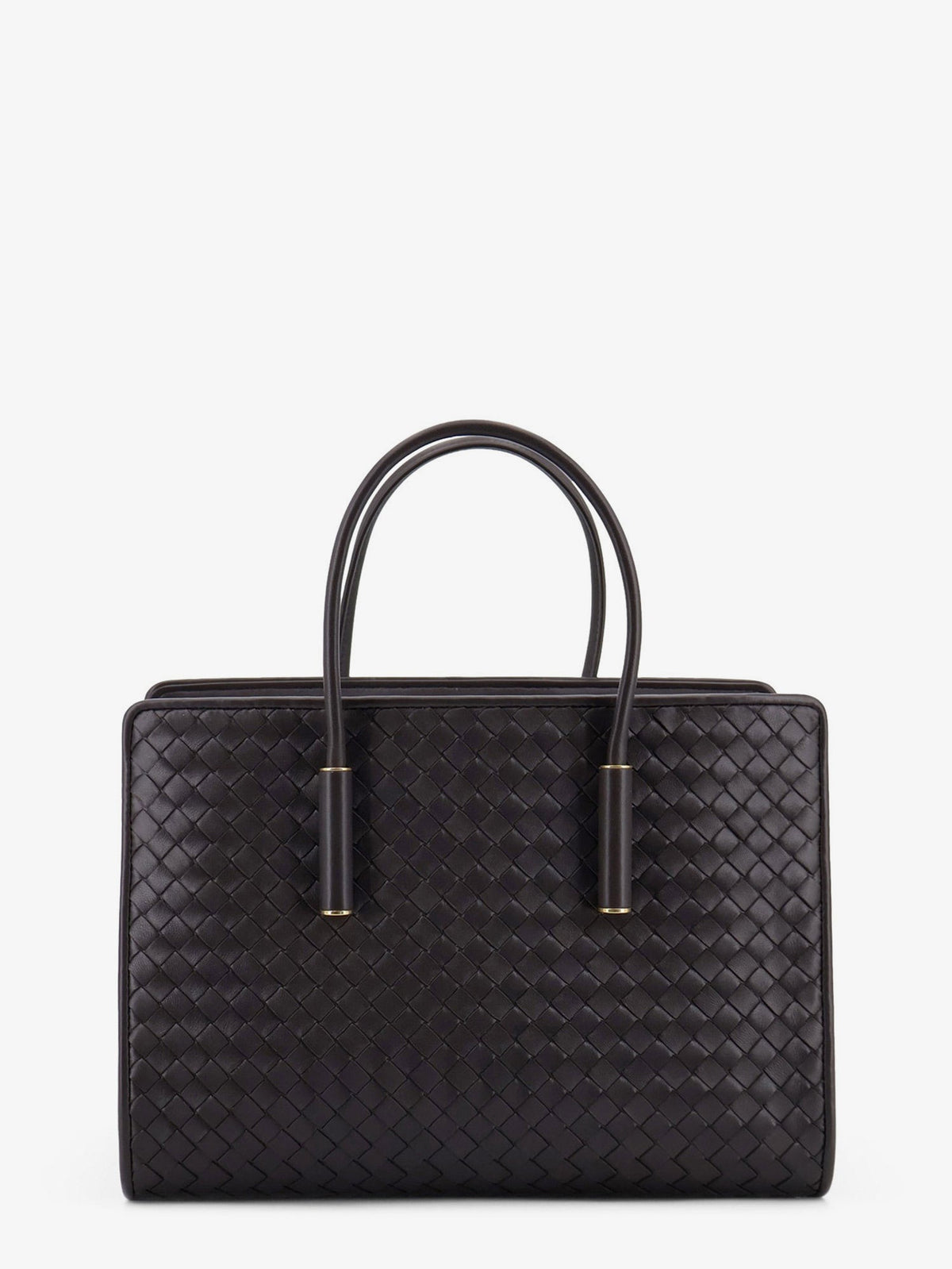 Bottega Veneta Barbara leather handbag with Intrecciato motif - Espresso-Brass V