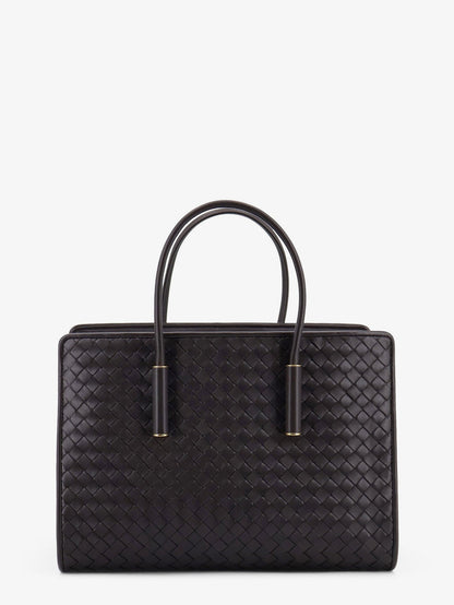 Bottega Veneta Barbara leather handbag with Intrecciato motif - Espresso-Brass V