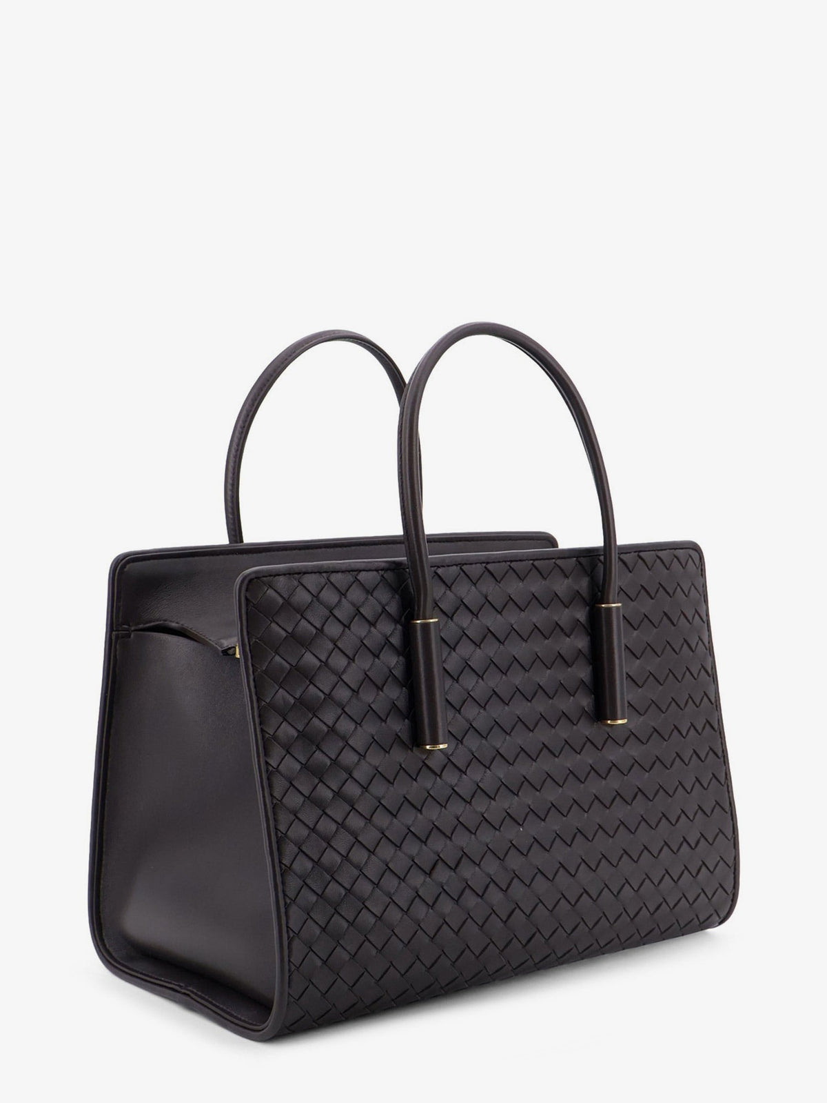 Bottega Veneta Barbara leather handbag with Intrecciato motif - Espresso-Brass V