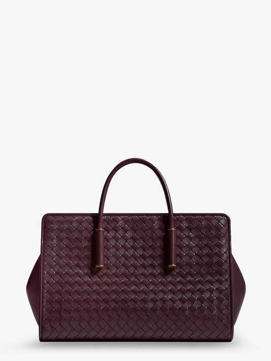 Bottega Veneta Small leather tote bag with Intrecciato motif - Deep Mahogan-Brass V