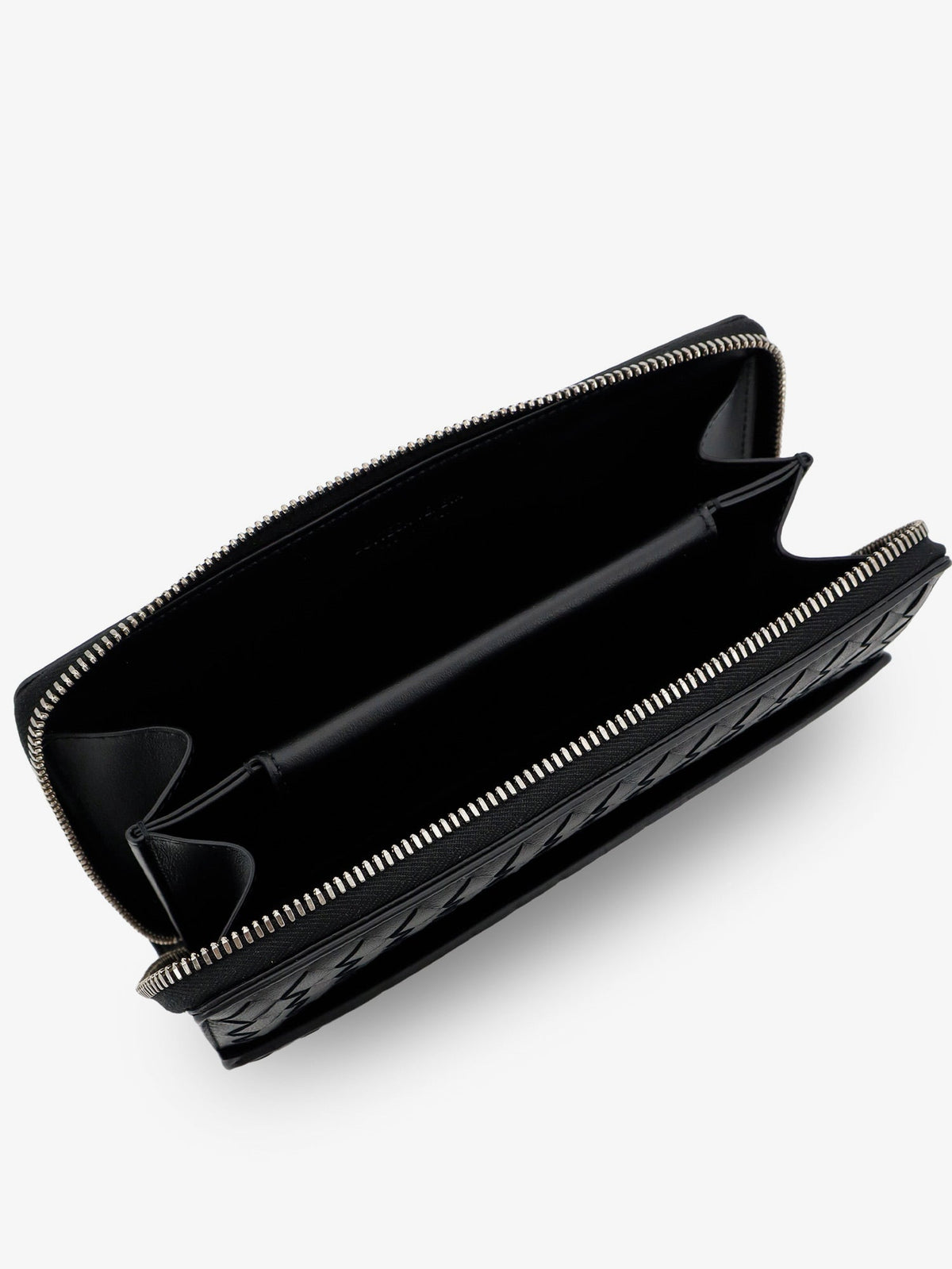 Bottega Veneta Leather wallet with Intrecciato pattern - Black-Silver