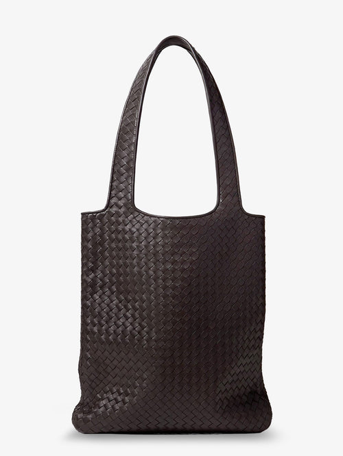 Bottega Veneta Veneto leather shoulder bag with Intrecciato motif - Espresso-Silver