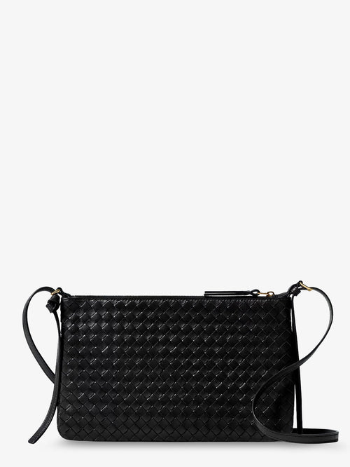 Bottega Veneta Pochette Intrecciato Piccolo medium with shoulder strap - Black-Brass Vibrato
