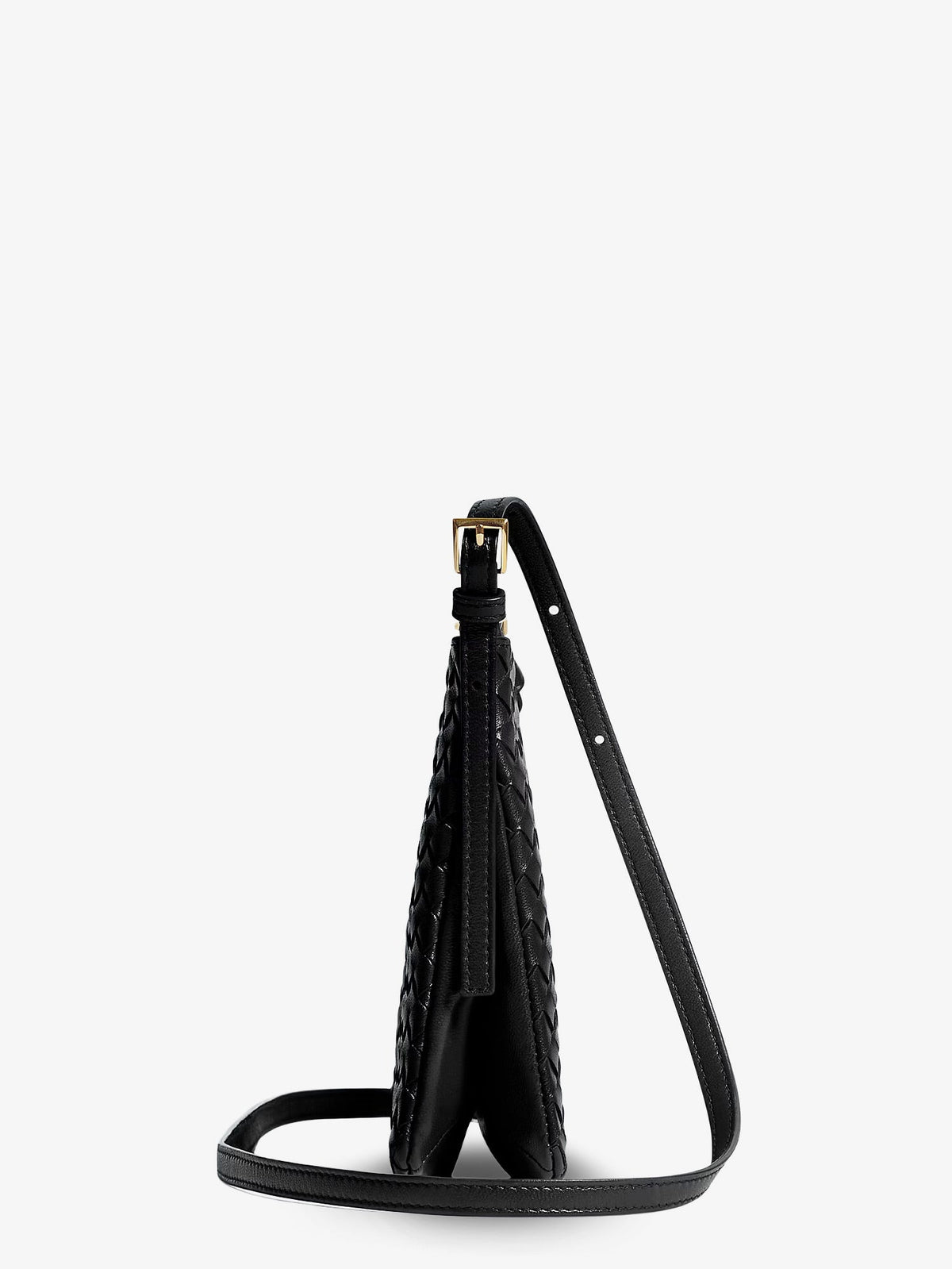 Bottega Veneta Pochette Intrecciato Piccolo medium with shoulder strap - Black-Brass Vibrato
