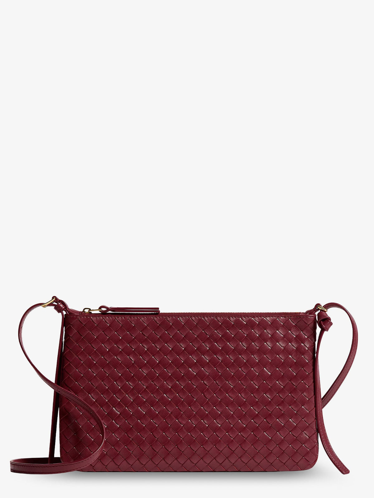 Bottega Veneta Piccolo Intrecciato Clutch with shoulder strap - Lava Red-Brass V