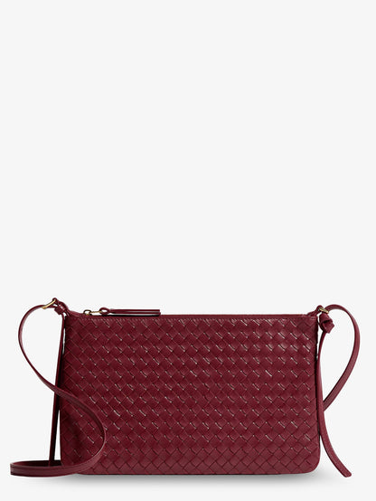 Bottega Veneta Piccolo Intrecciato Clutch with shoulder strap - Lava Red-Brass V