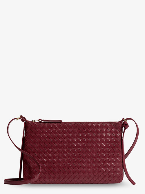 Bottega Veneta Piccolo Intrecciato Clutch with shoulder strap - Lava Red-Brass V