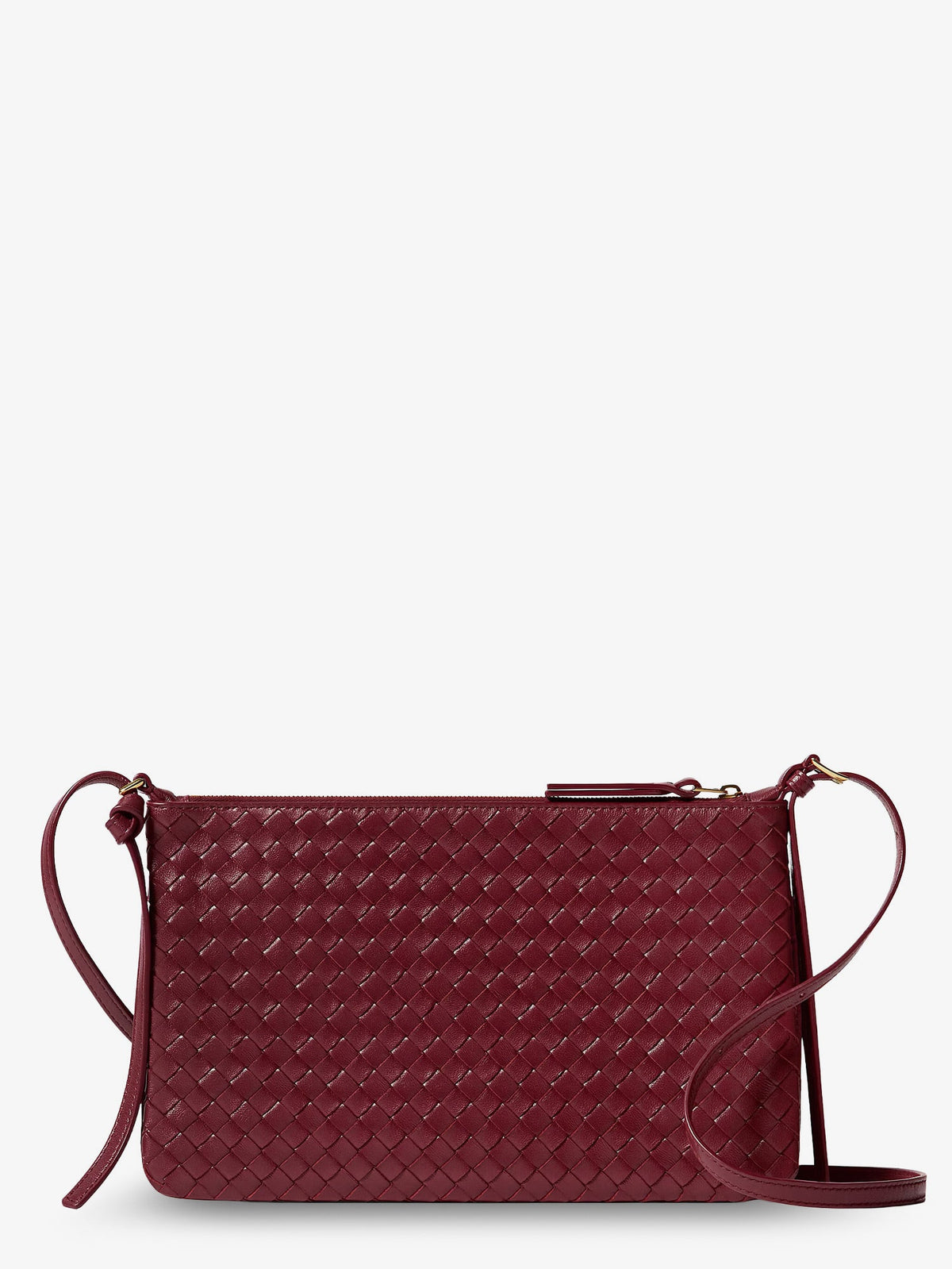 Bottega Veneta Piccolo Intrecciato Clutch with shoulder strap - Lava Red-Brass V
