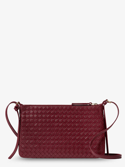 Bottega Veneta Piccolo Intrecciato Clutch with shoulder strap - Lava Red-Brass V