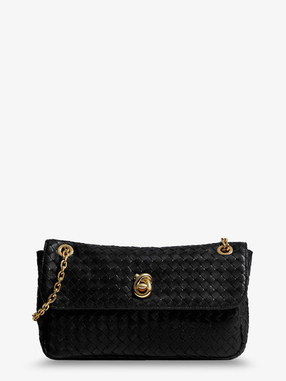 Bottega Veneta Madison leather shoulder bag with knot detail - Black-M Brass