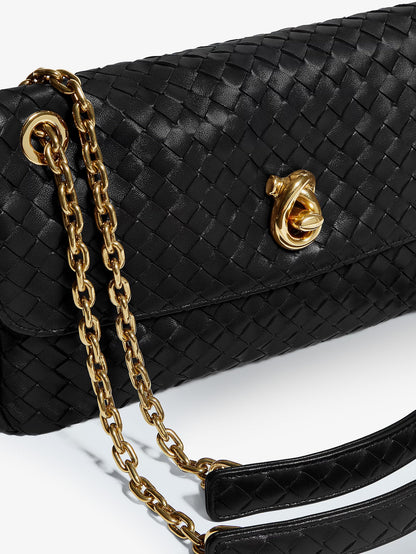 Bottega Veneta Madison leather shoulder bag with knot detail - Black-M Brass