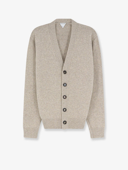 Bottega Veneta Cashmere blend cardigan with Intreccio patch - Fleece Melange