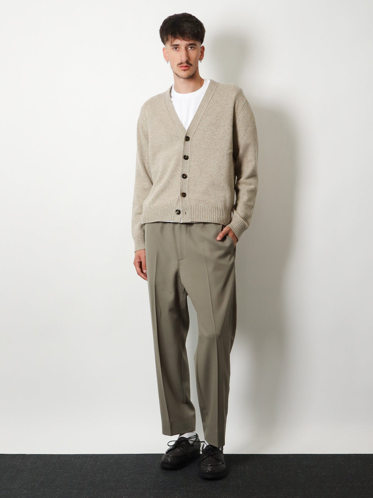 Bottega Veneta Cashmere blend cardigan with Intreccio patch - Fleece Melange