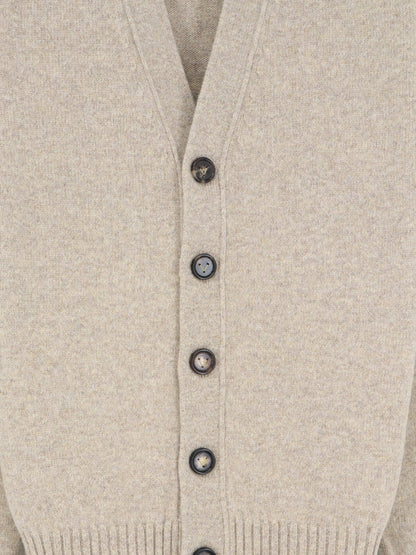 Bottega Veneta Cashmere blend cardigan with Intreccio patch - Fleece Melange