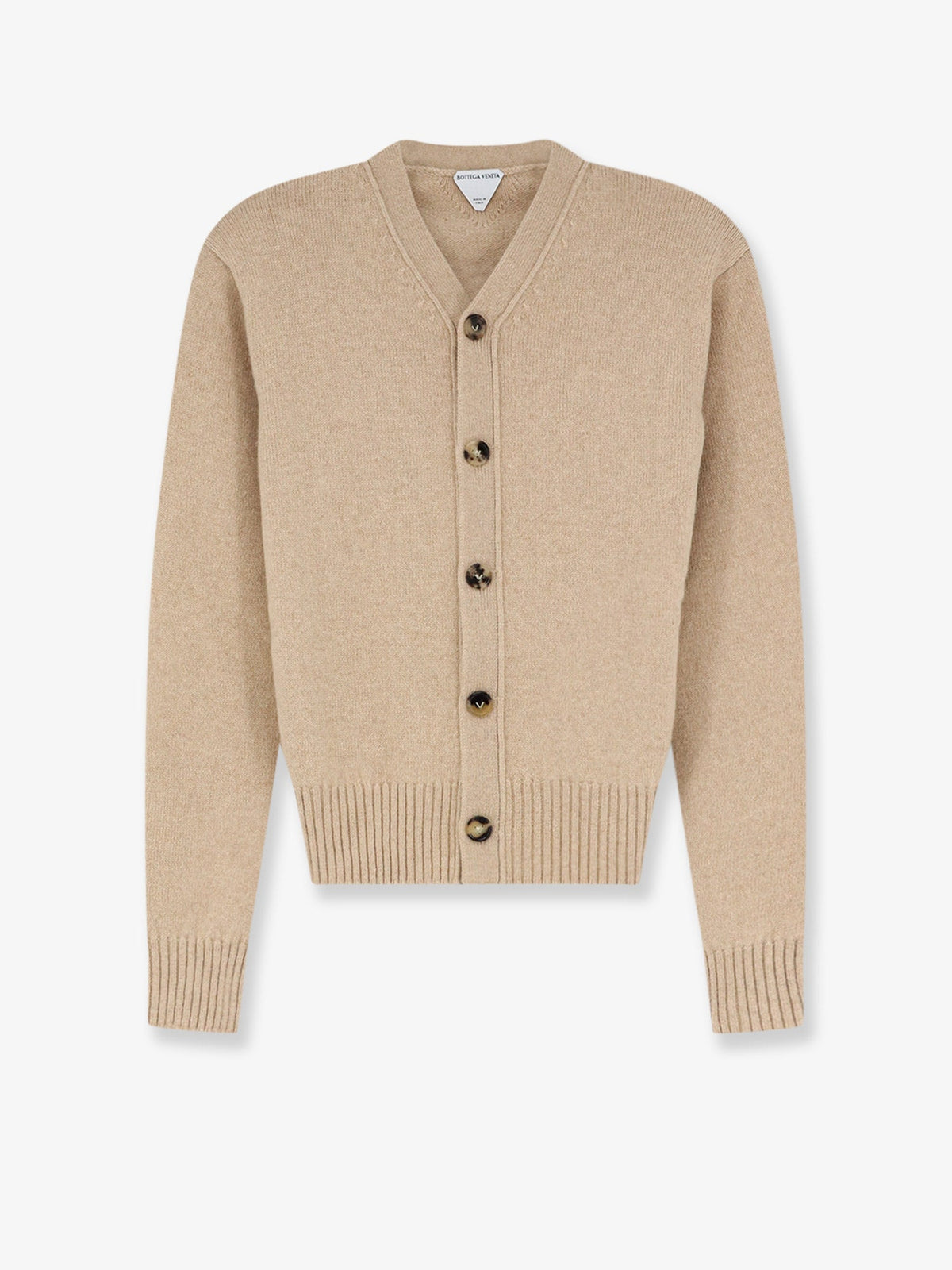 Bottega Veneta Cashmere blend cardigan with Intrecciato logo patch - Wax