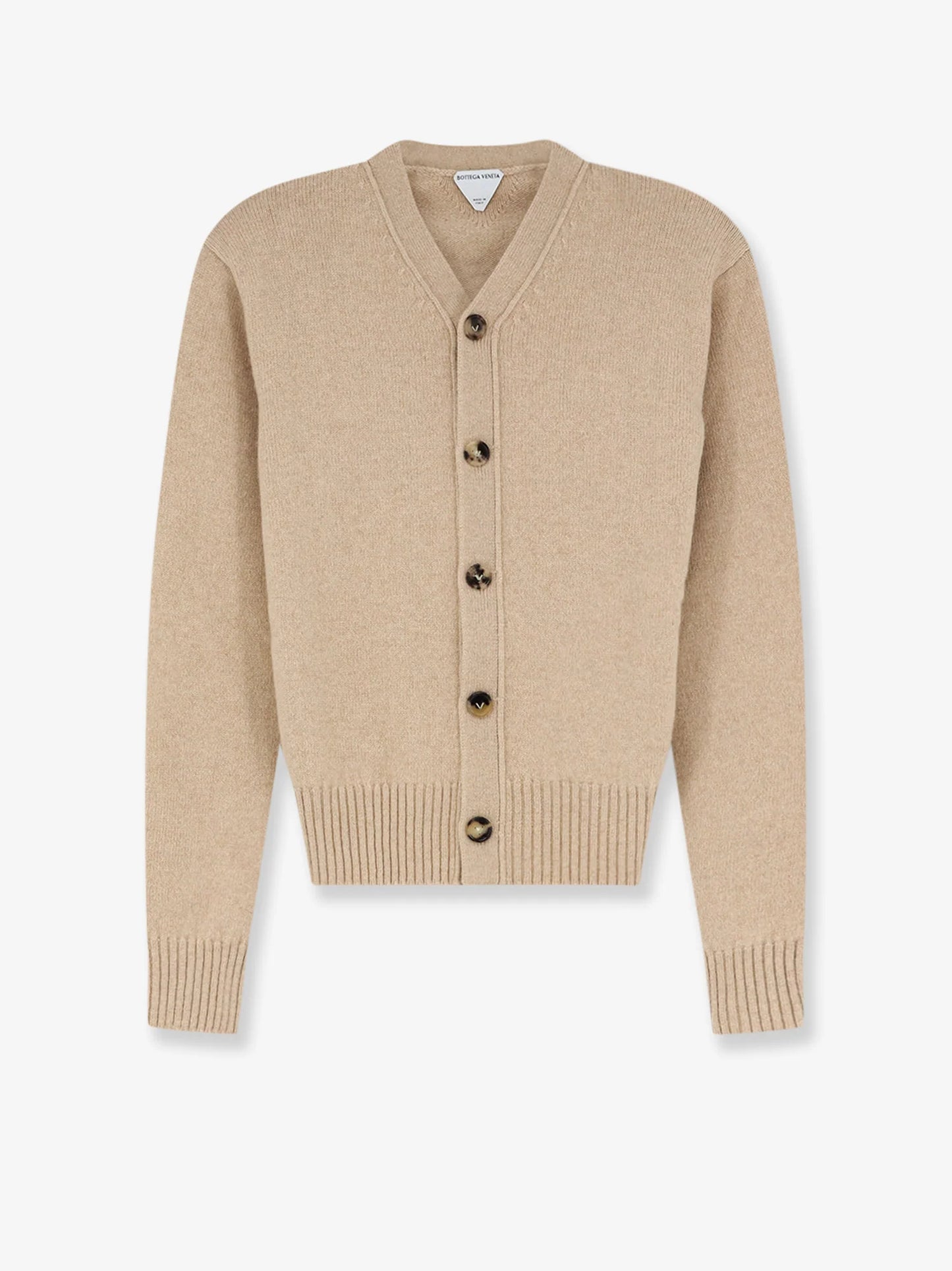 BOTTEGA VENETA - Cashmere blend cardigan with Intrecciato logo patch