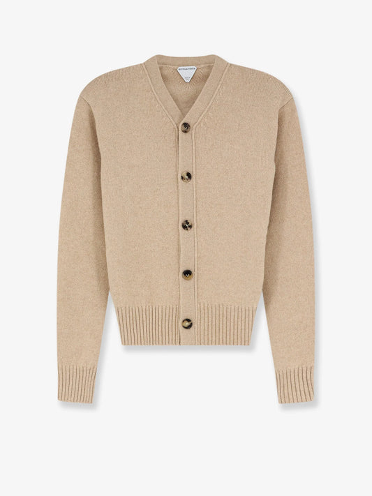 Bottega Veneta Cashmere Blend Cardigan With Intrecciato Logo Patch