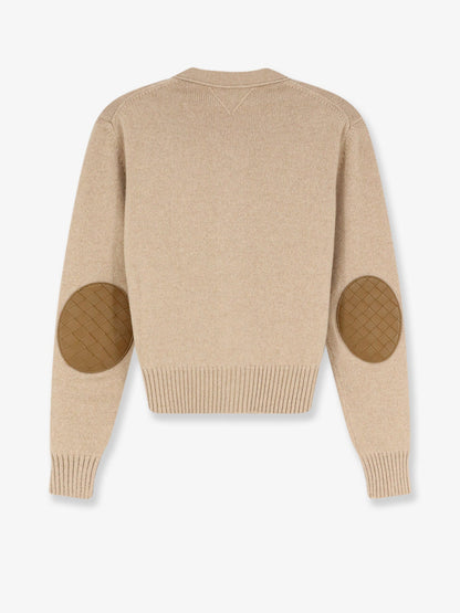 Bottega Veneta Cashmere blend cardigan with Intrecciato logo patch - Wax