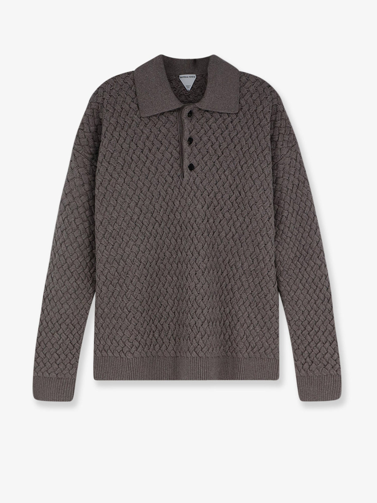 Bottega Veneta Wool sweater with Intrecciato motif - Riverbed Melange