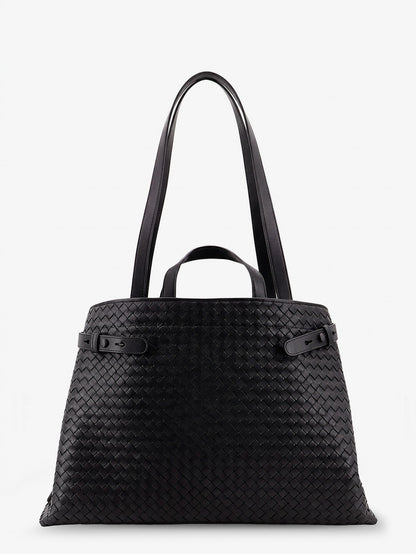 Bottega Veneta Intreccio leather shoulder bag - Black-Brass Vibra-Bl