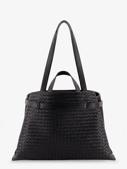 Bottega Veneta Intreccio leather shoulder bag - Black-Brass Vibra-Bl