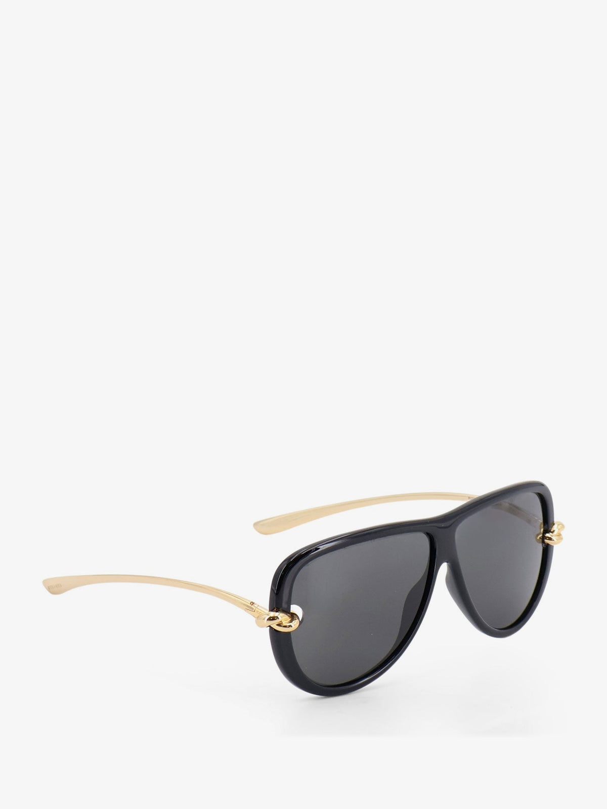 Bottega Veneta Knot Aviator Acetate Sunglasses - Black-Gold-Grey