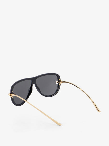 Bottega Veneta Knot Aviator Acetate Sunglasses - Black-Gold-Grey