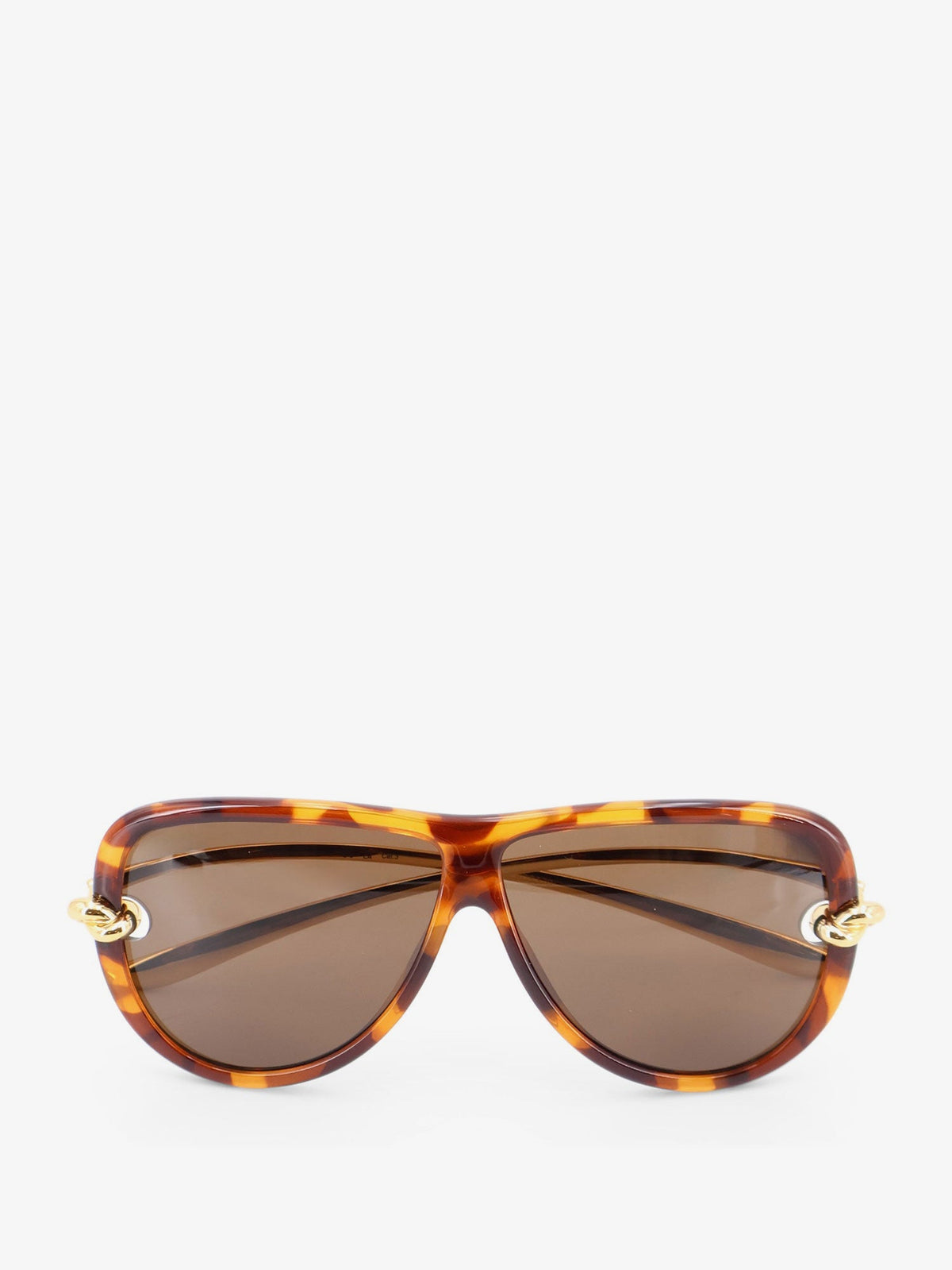 Bottega Veneta Knot Aviator Acetate Sunglasses - Havana-Gold-Brown