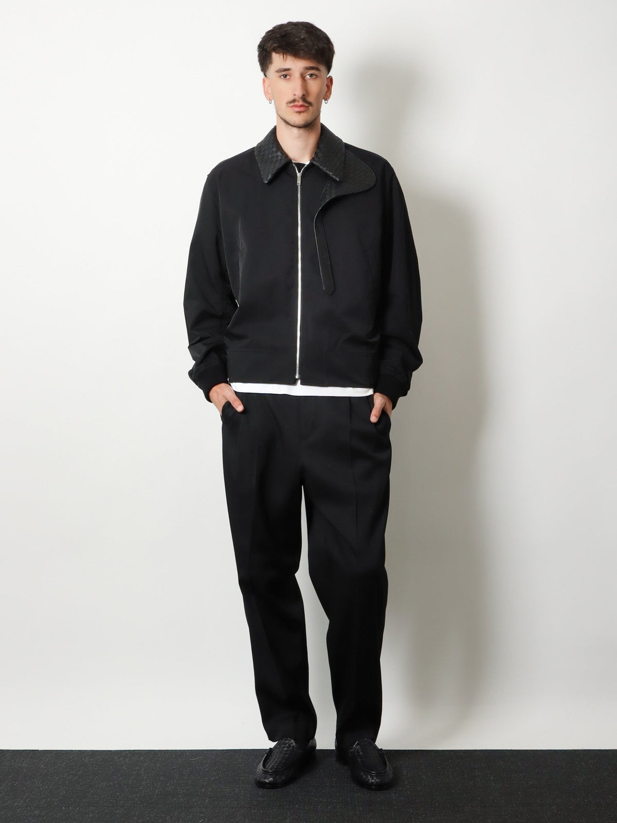 Bottega Veneta Nylon and cotton jacket with Intrecciato details - Double Black