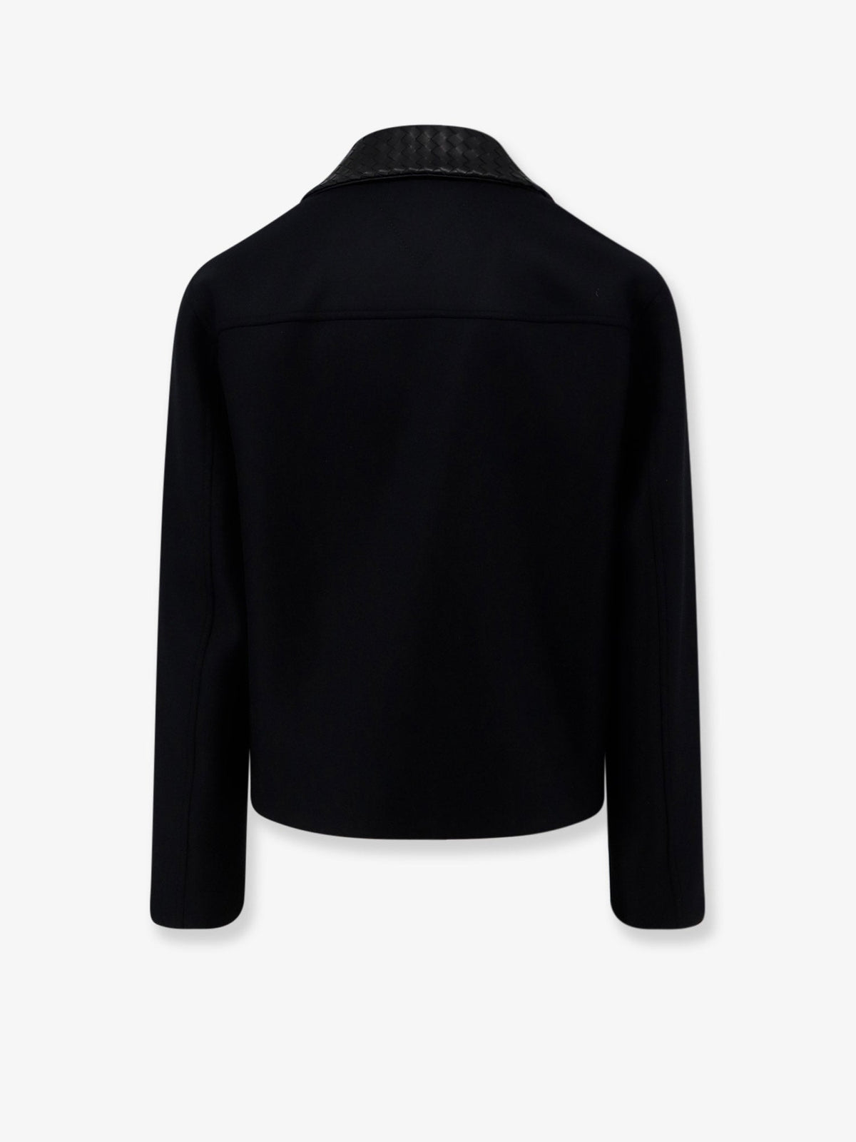 Bottega Veneta Wool jacket with leather collar with Intrecciato motif - Doubleblack