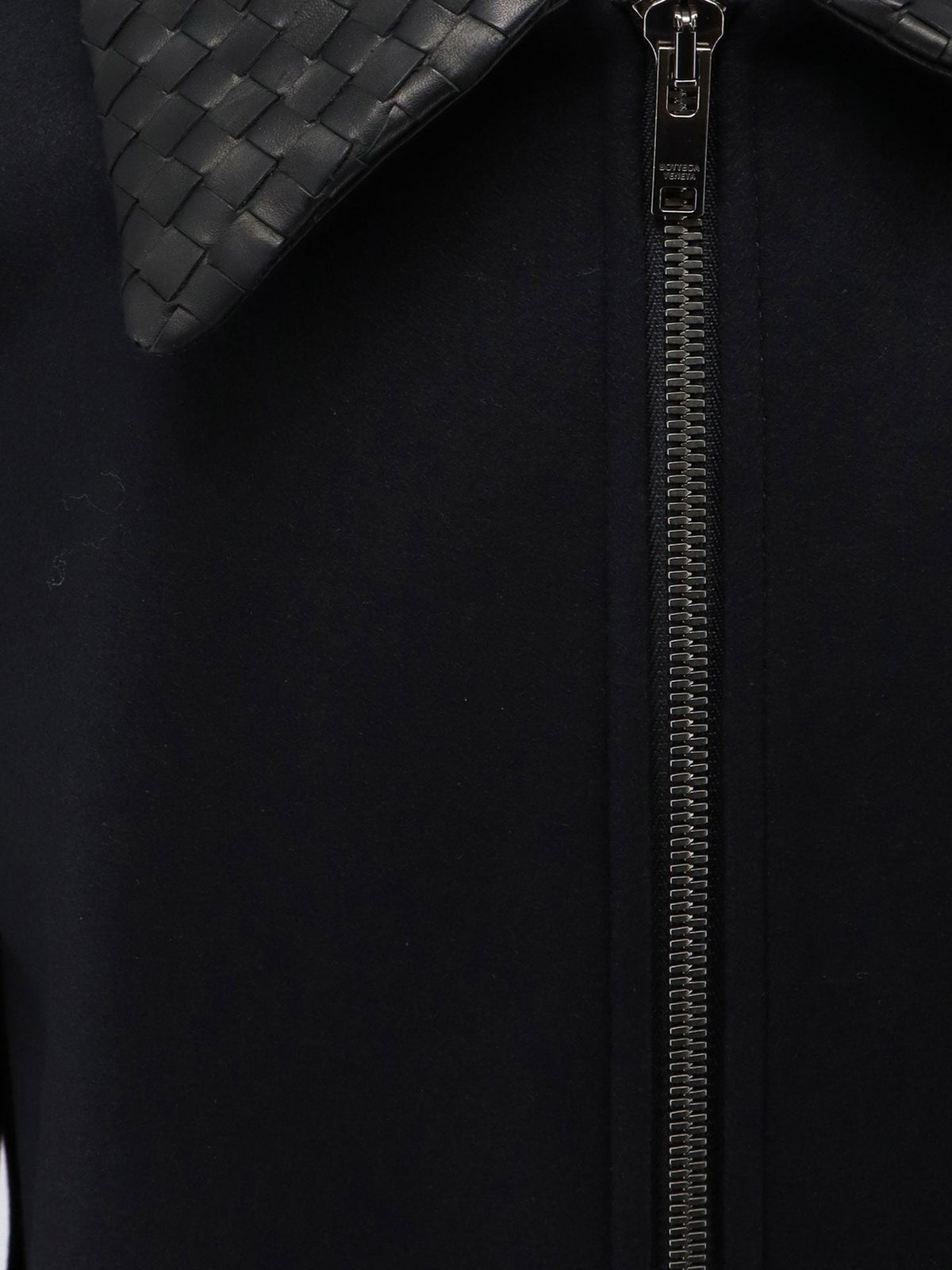 Bottega Veneta Wool jacket with leather collar with Intrecciato motif - Doubleblack