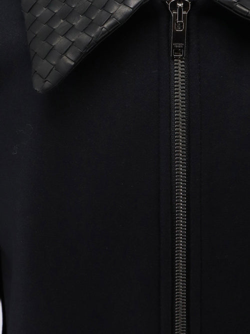 Bottega Veneta Wool jacket with leather collar with Intrecciato motif - Doubleblack