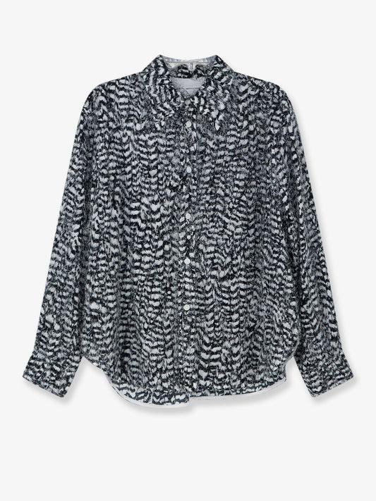 Bottega Veneta Two-tone viscose shirt with fil coupé detailing - Parchmentblack