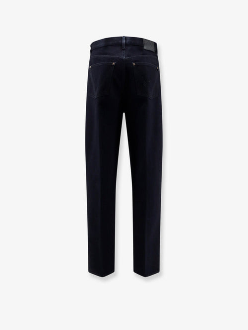 Bottega Veneta Jeans with leather patch with embossed Intrecciato motif - Darkindigo