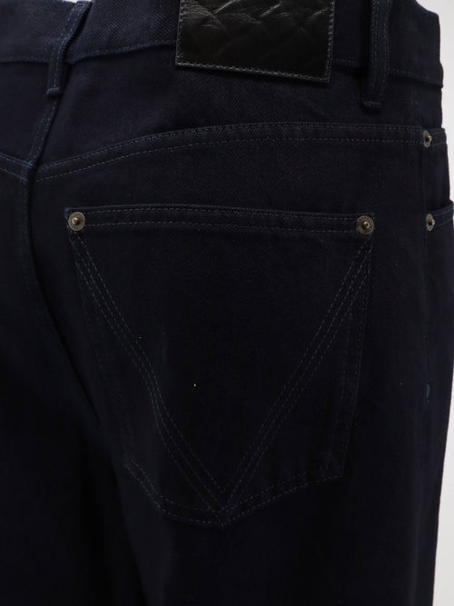 Bottega Veneta Jeans with leather patch with embossed Intrecciato motif - Darkindigo