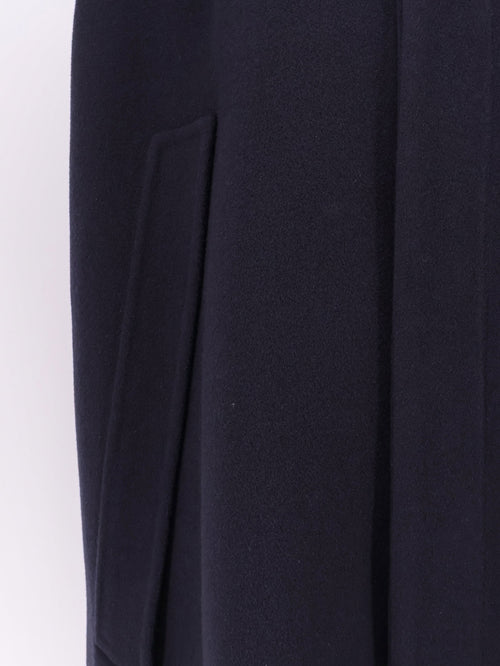 Bottega Veneta Wool and cashmere cape with Intrecciato leather detail - Midnightblue