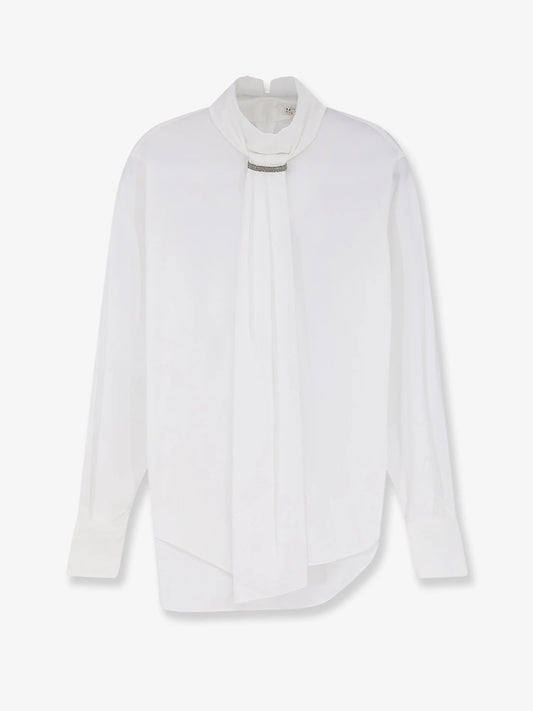 Brunello Cucinelli Cotton Blend Shirt With Monili Detail