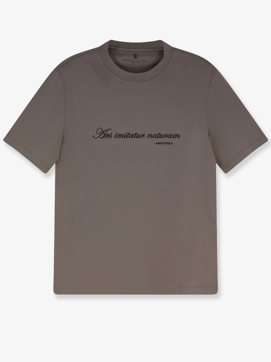 Brunello Cucinelli Cotton T Shirt With Front Embroidery