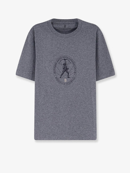 BRUNELLO CUCINELLI - Cotton T-shirt with print on the front