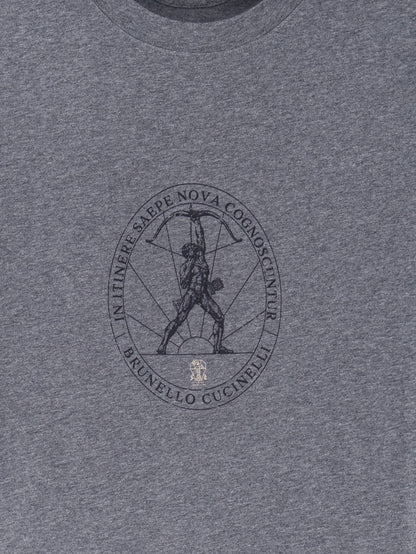 BRUNELLO CUCINELLI - Cotton T-shirt with print on the front