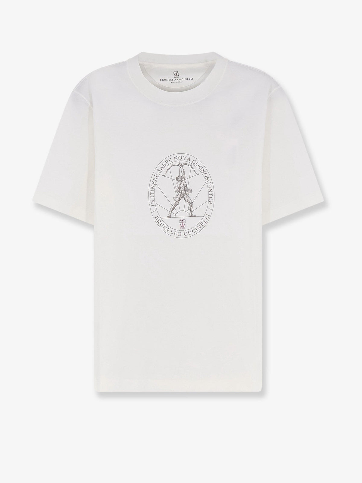 Brunello Cucinelli Cotton T-shirt with print on the front - Offwhite